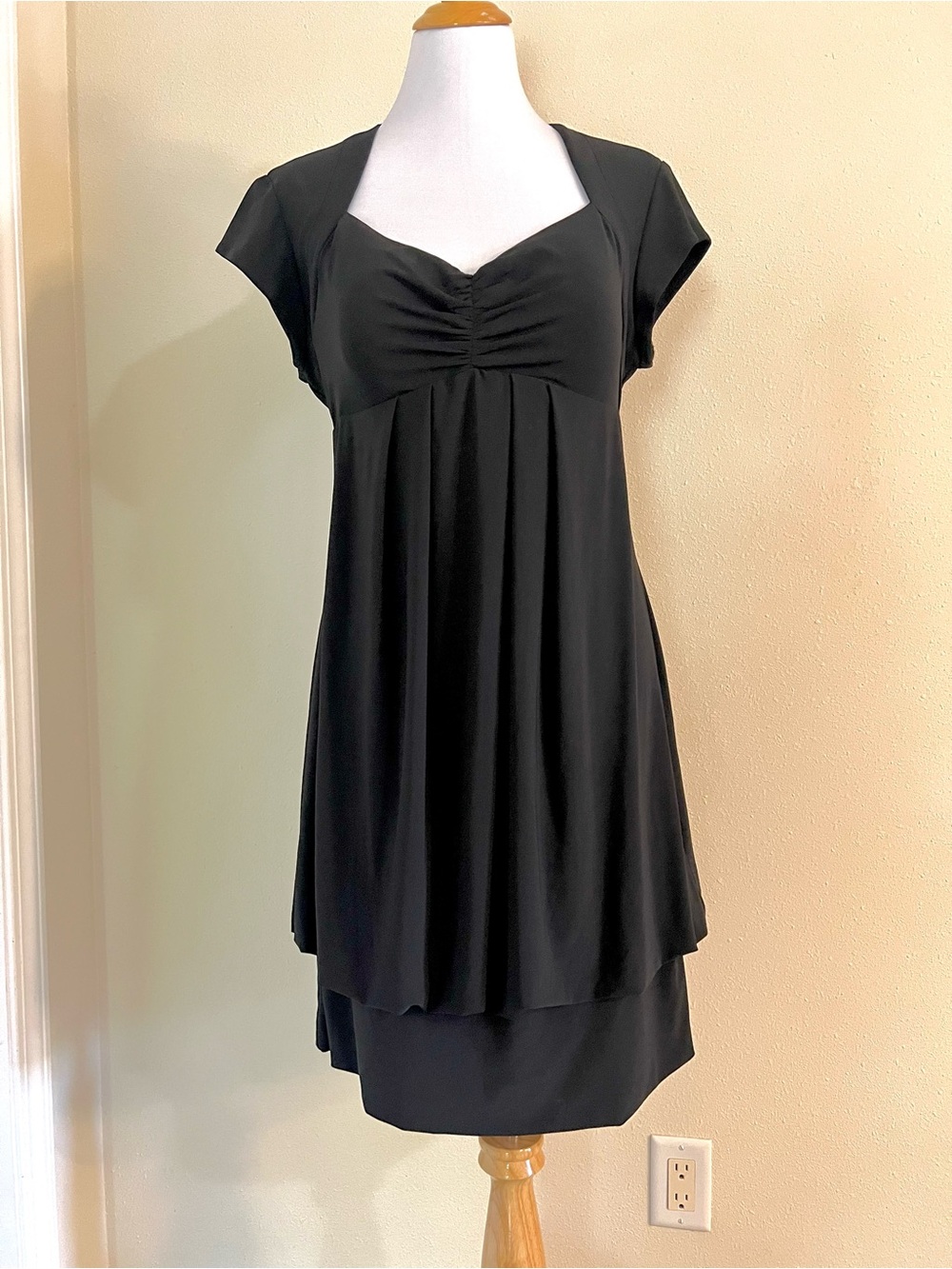 Eliza J Black Layered Empire-Waist Mini Dress